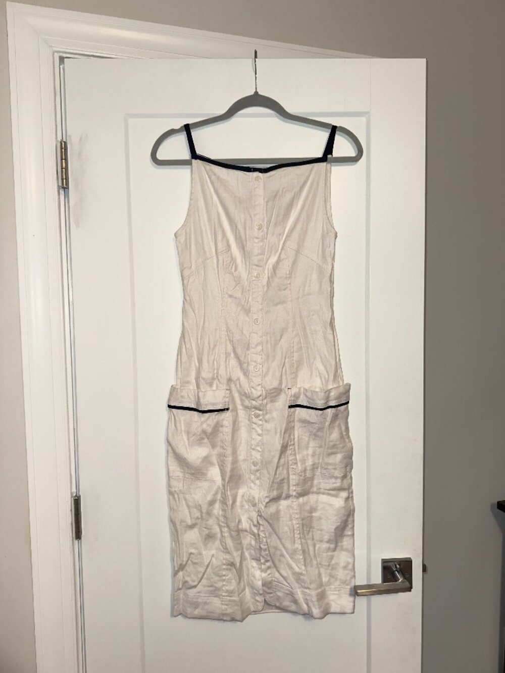 Anthropologie Maeve Colette Midi Dress White Black Trim